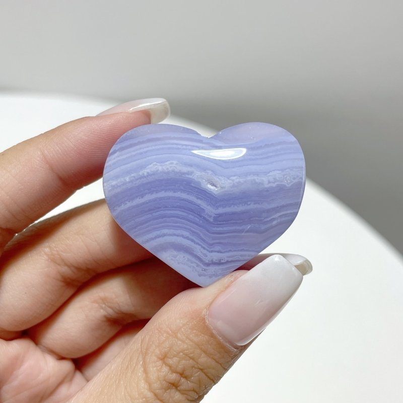 35 Pieces High Quality Blue Lace Agate Heart - Wholesale Crystals