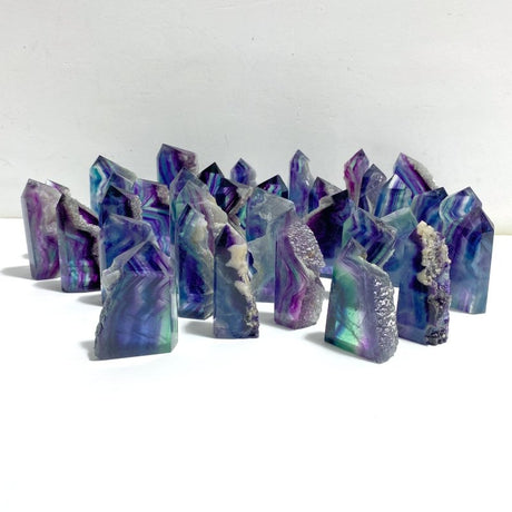 35 Pieces Rainbow Fluorite Raw Side Tower - Wholesale Crystals