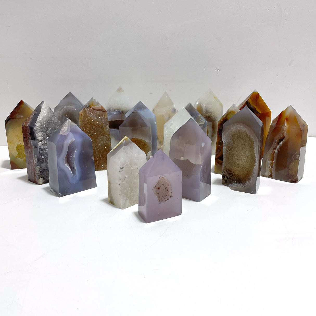 19 Pieces Beautiful Geode Druzy Agate Four-sided Tower Point