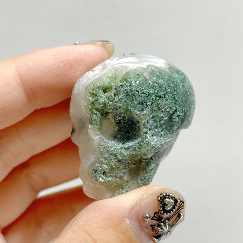 36 Pieces Moss Agate Skull Carving Closeout -Wholesale Crystals
