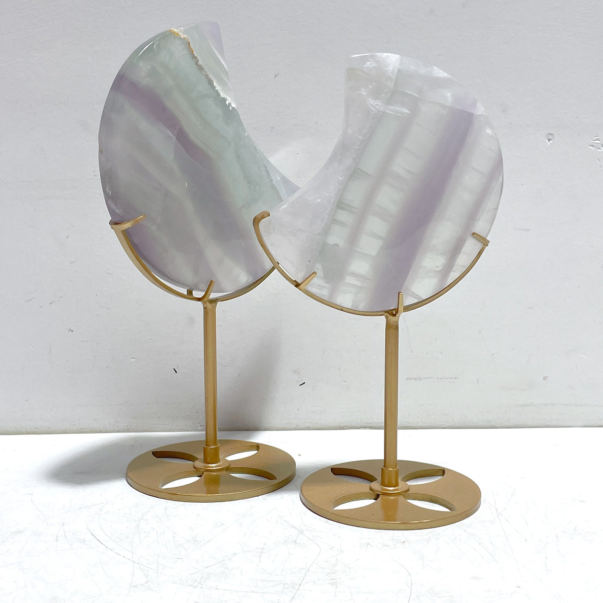 5 Pieces Fluorite Moon Carving With Stand