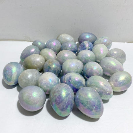 37 Pieces Aura Blue Calcite Eggs -Wholesale Crystals