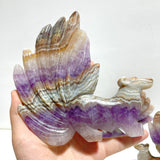6 Pieces Amethyst Mixed Agate Nine-tailed Fox Carving