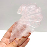 Unique Rose Quartz Heart Carving With Stand