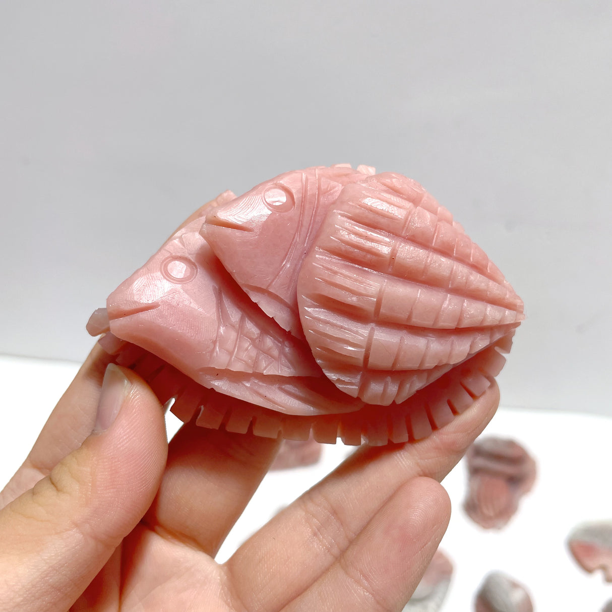 19 Pieces Pink Opal Sea Animals Carving