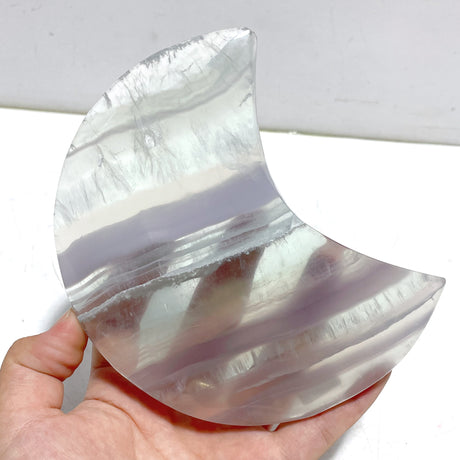 5 Pieces Large Fluorite Moon Carving With Stand