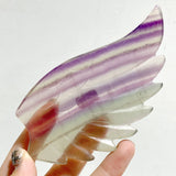 Unique Symmetrical Fluorite Heart Wing Carving With Stand