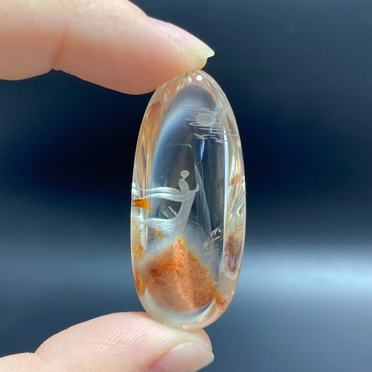 2 Pieces Buddhist Monk Bodhi Kensho Garden Quartz Inner Scene Carving