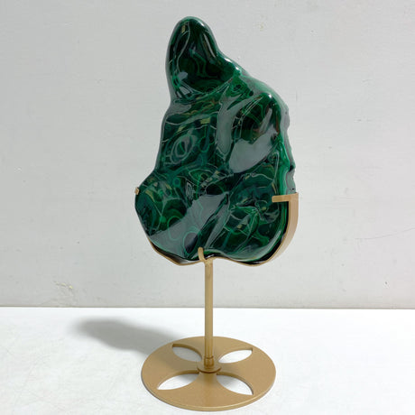 Unique High Quality Polished Malachite Stone Raw Bottom With Stand