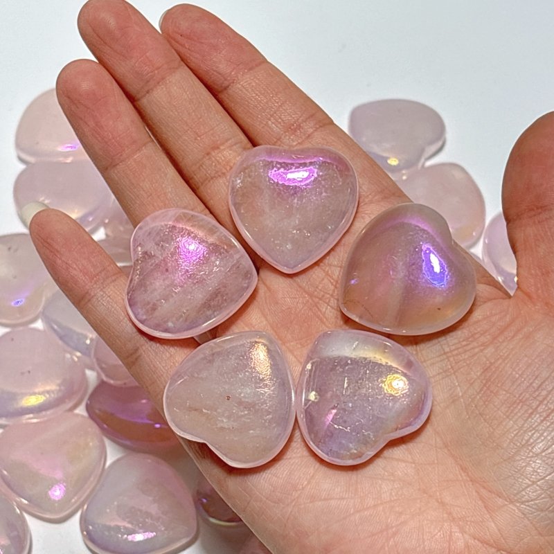 3cm Aura Rose Quarz Heart Crystal Wholesale - Wholesale Crystals