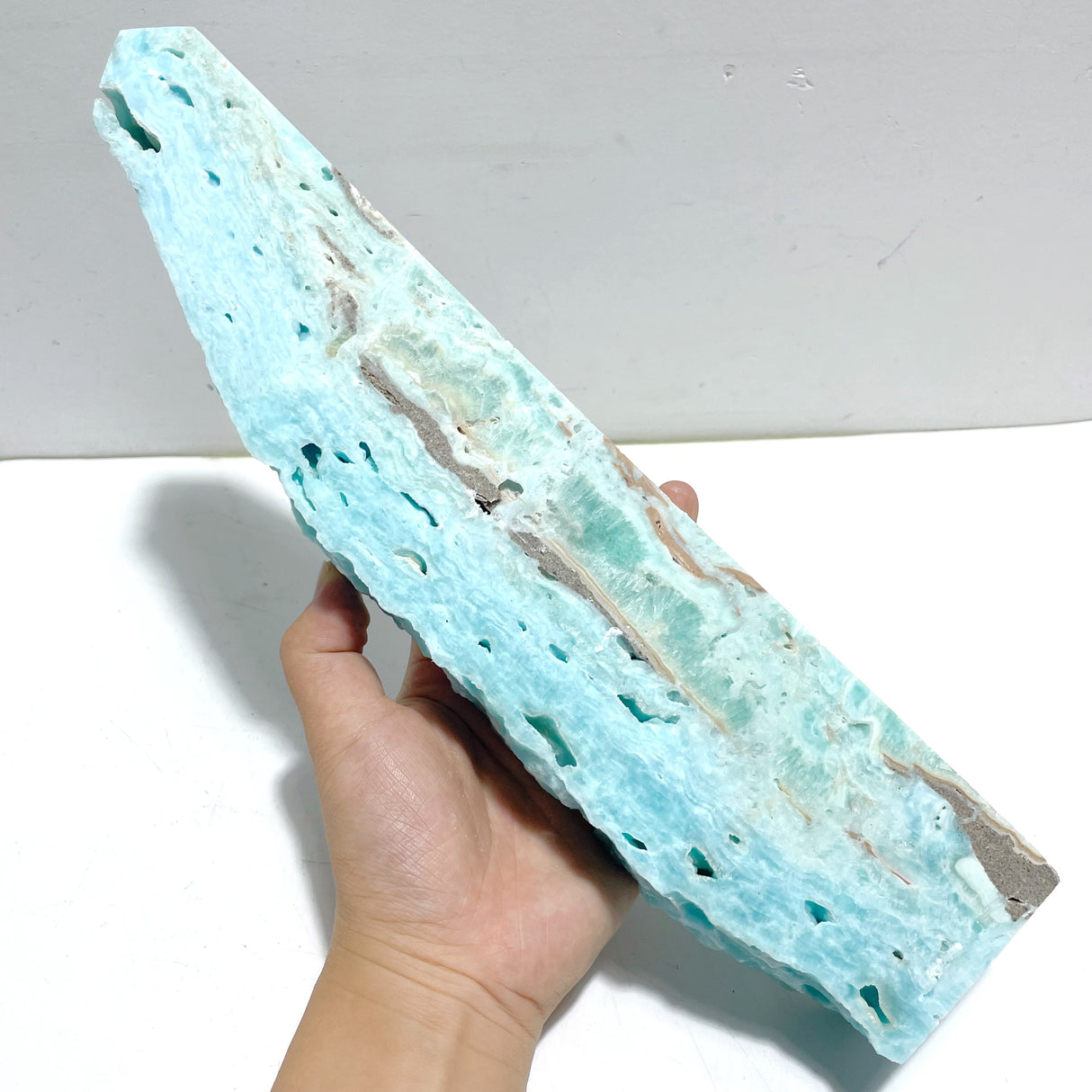 5 Pieces Large Blue Hemimorphite Four-Sided Tower Raw Side
