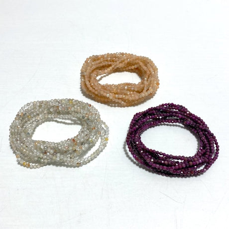 3MM Multi - Faceted mini Bead Bracelets Wholesale Topaz Ruby Sunstone - Wholesale Crystals