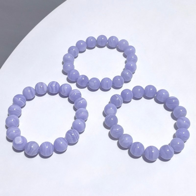 3pcs High Grade Blue Lace Agate Bracelet (HGUB23) - Wholesale Crystals