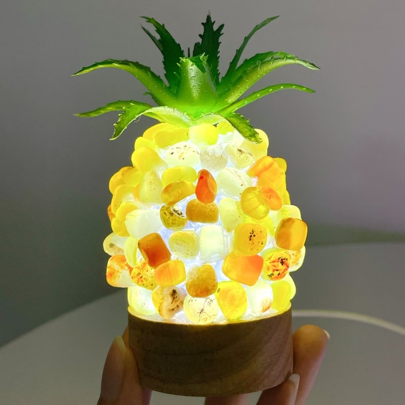 4 Color Pineapple LED Table Lamp Decorations Amethyst Agate - Wholesale Crystals