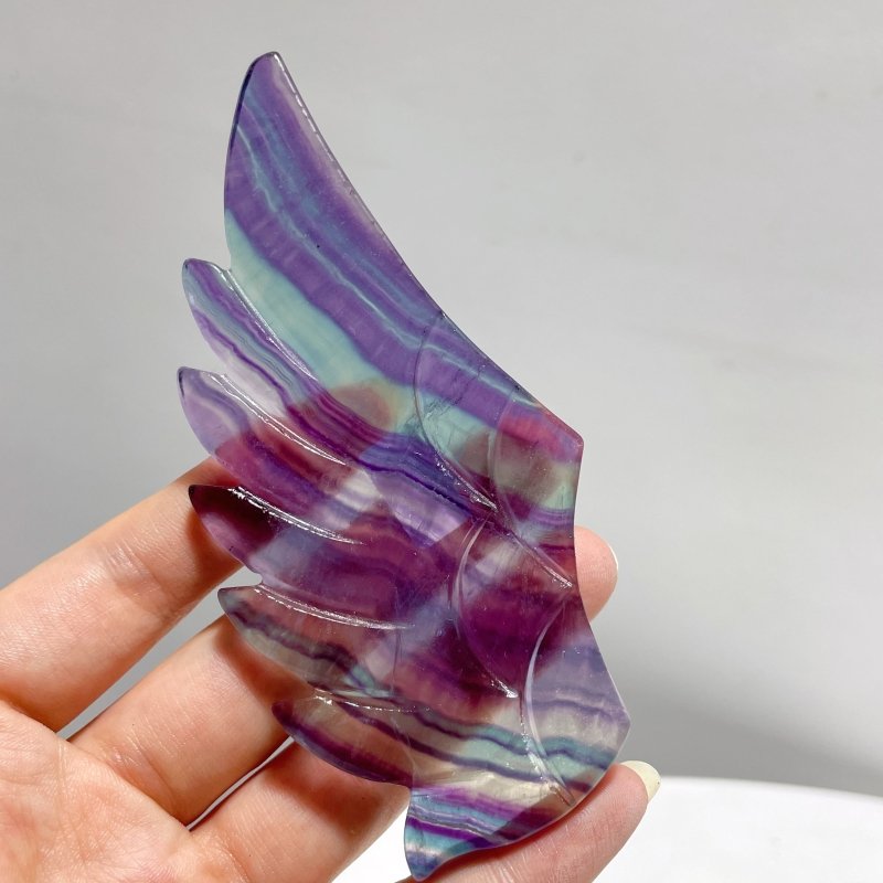 4 Pairs Beautiful Rainbow Fluorite Pegasus Wing Crystal Carving With Stand - Wholesale Crystals