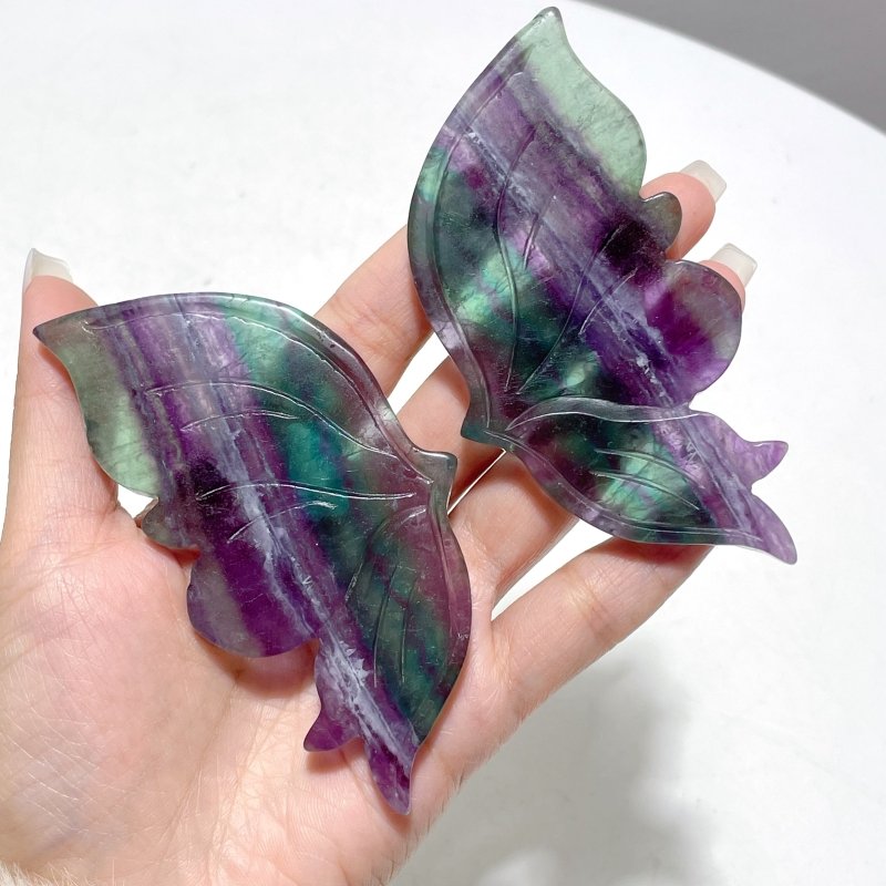 4 Pairs Beautiful Small Fluorite Symmetry Butterfly Wing With Stand - Wholesale Crystals