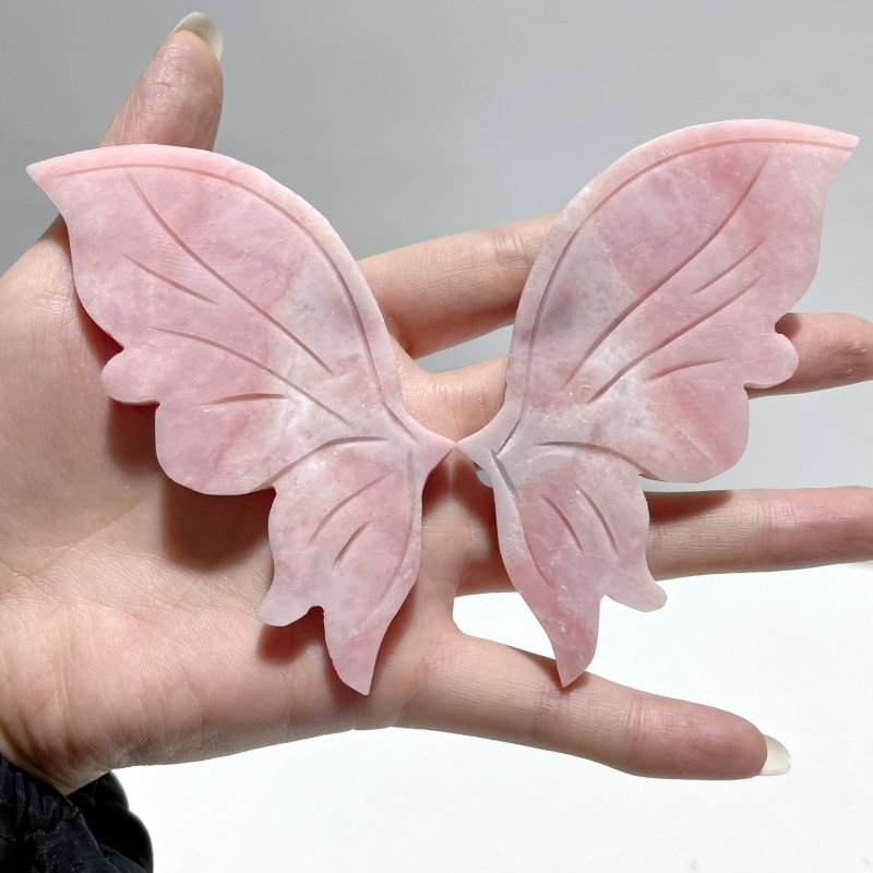 4 Pairs Cute Pink Opal Butterfly Wing Carving With Stand - Wholesale Crystals