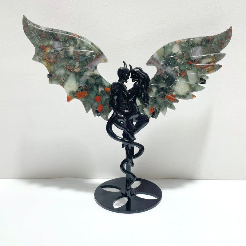 4 Pairs Demon And Angel Wing Carving With Stand Africa Blood Stone Sodalite - Wholesale Crystals