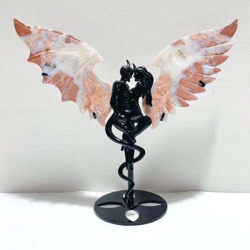 4 Pairs Demon And Angel Wing Carving With Stand Africa Blood Stone Sodalite - Wholesale Crystals