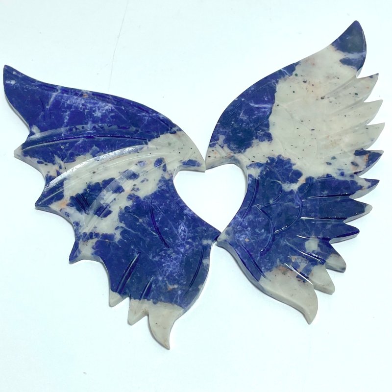 4 Pairs Demon And Angel Wing Carving With Stand Africa Blood Stone Sodalite - Wholesale Crystals