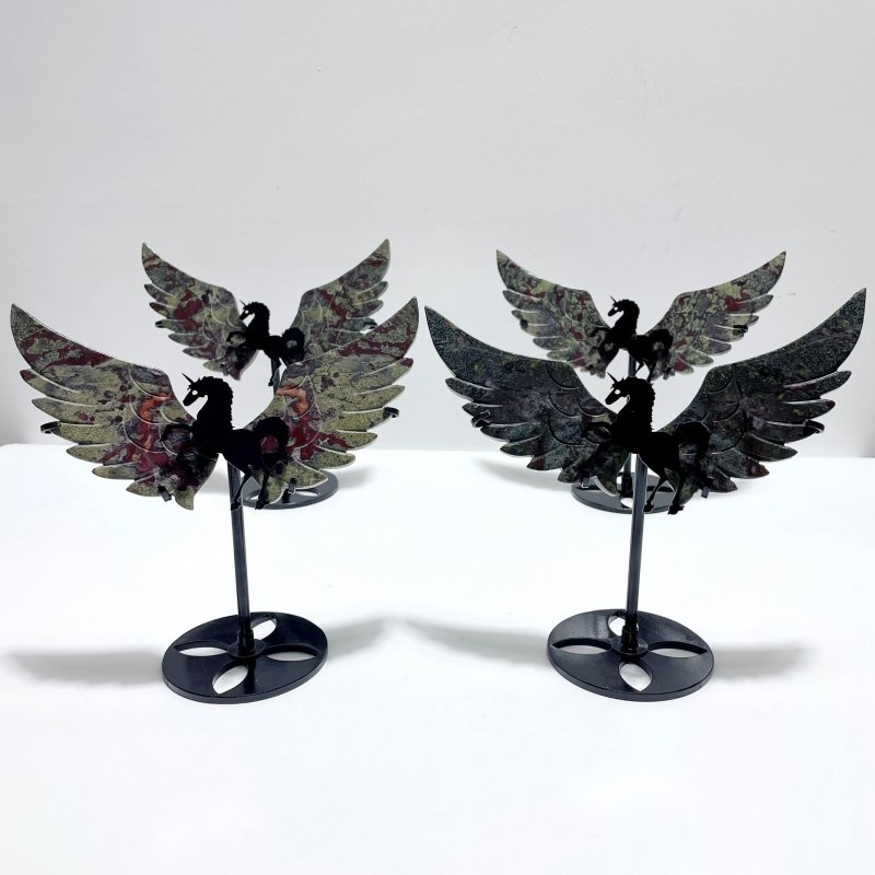 4 Pairs Dragon Blood Small Pegasus Wing Carving With Stand - Wholesale Crystals