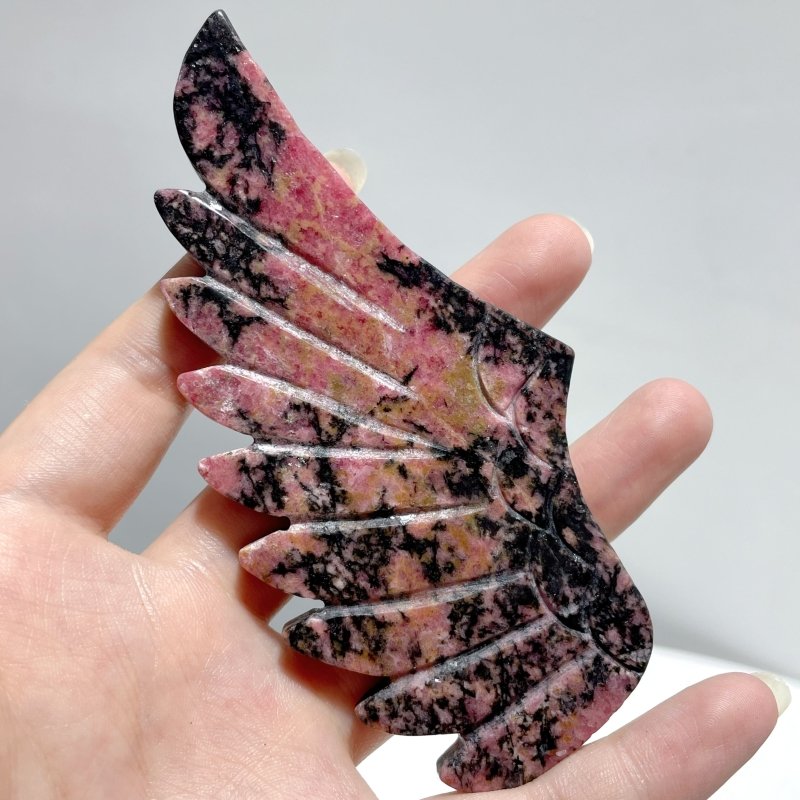 4 Pairs Mixed Pegasus Wing Carving With Stand Rhodonite Amazonite - Wholesale Crystals