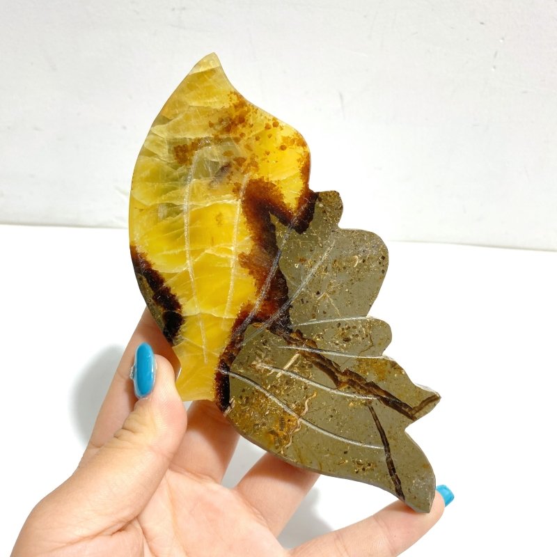 4 Pairs Septarian Butterfly Wing Carving With Stand 1 - Wholesale Crystals