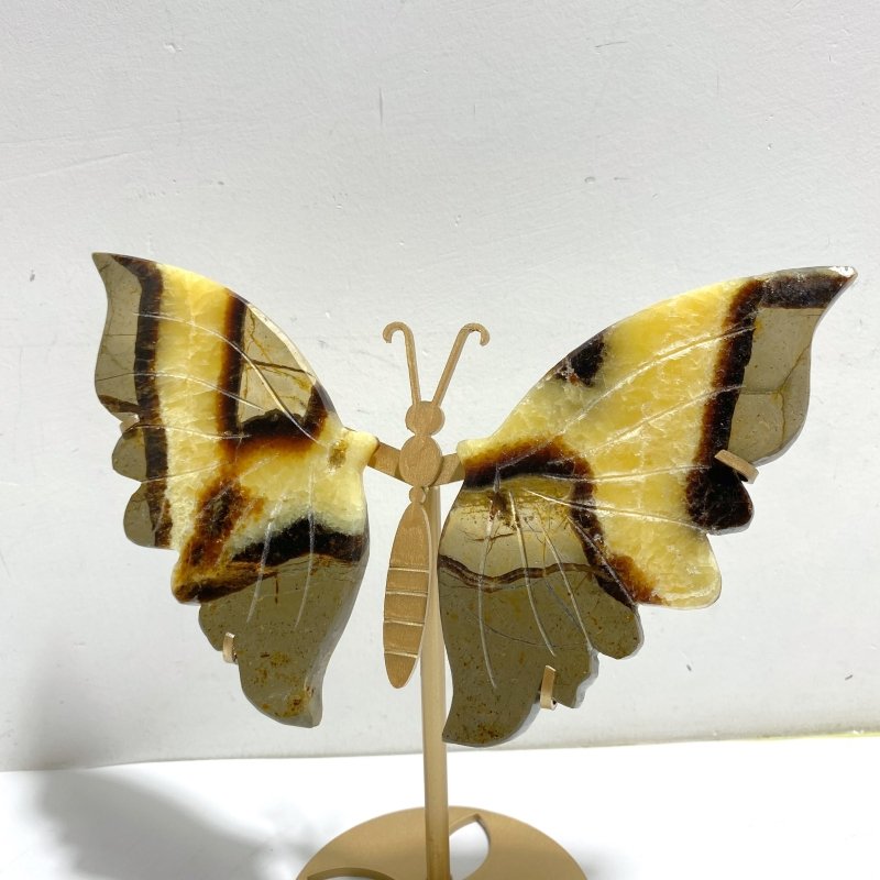4 Pairs Septarian Butterfly Wing Carving With Stand 2 - Wholesale Crystals