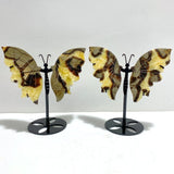 4 Pairs Septarium Butterfly Wing Carving With Stand 2 - Wholesale Crystals