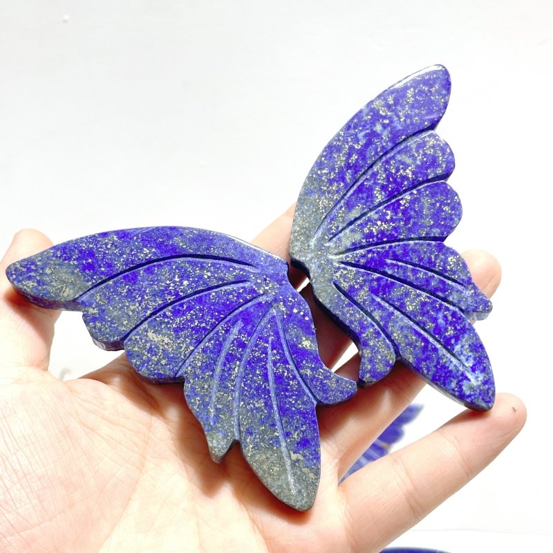 4 Pairs Small Lapis Lazuli Butterfly Wing Carving With Stand - Wholesale Crystals