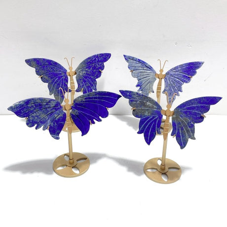 4 Pairs Small Lapis Lazuli Butterfly Wing Carving With Stand - Wholesale Crystals