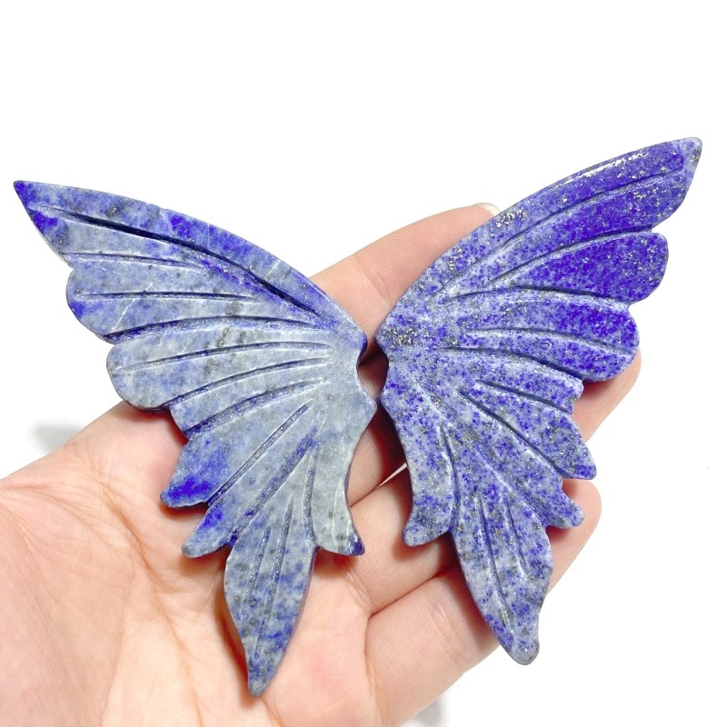 4 Pairs Small Lapis Lazuli Butterfly Wing Carving With Stand - Wholesale Crystals