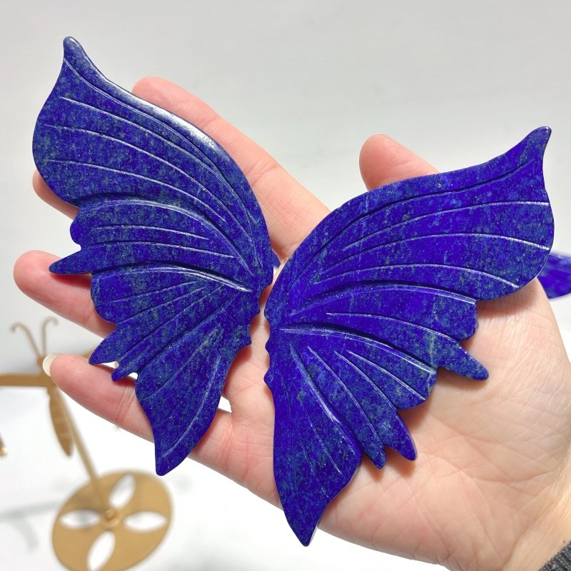 4 Pairs Small Lapis Lazuli Butterfly Wing Carving With Stand - Wholesale Crystals