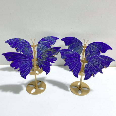 4 Pairs Small Lapis Lazuli Butterfly Wing Carving With Stand - Wholesale Crystals