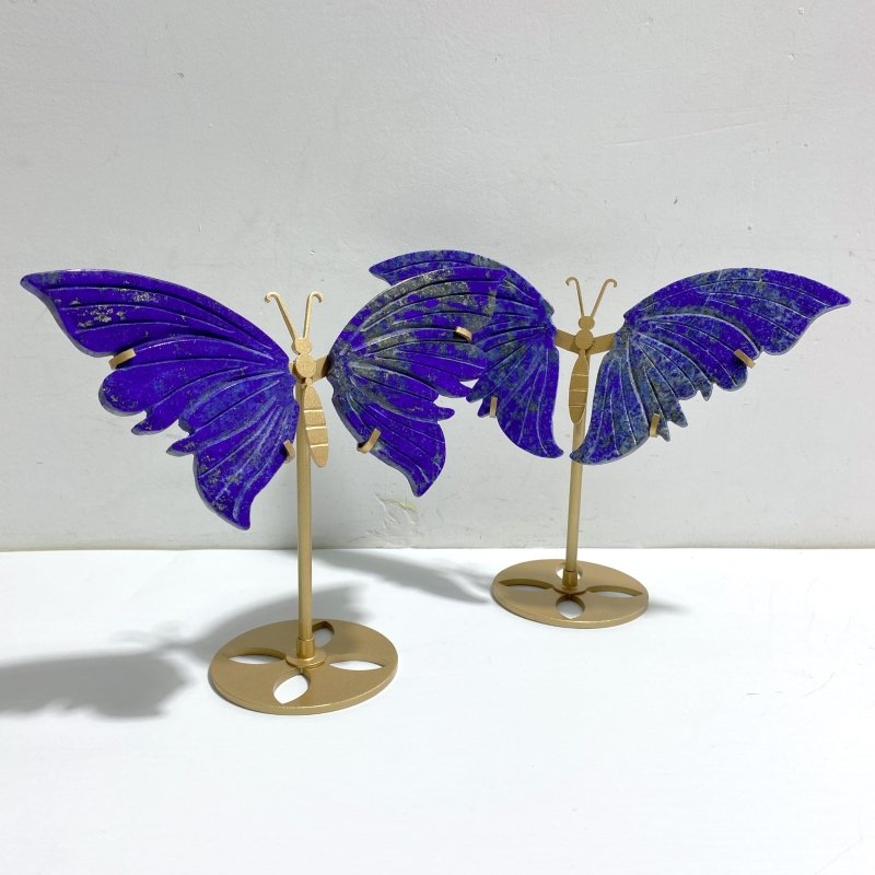 4 Pairs Small Lapis Lazuli Butterfly Wing Carving With Stand - Wholesale Crystals