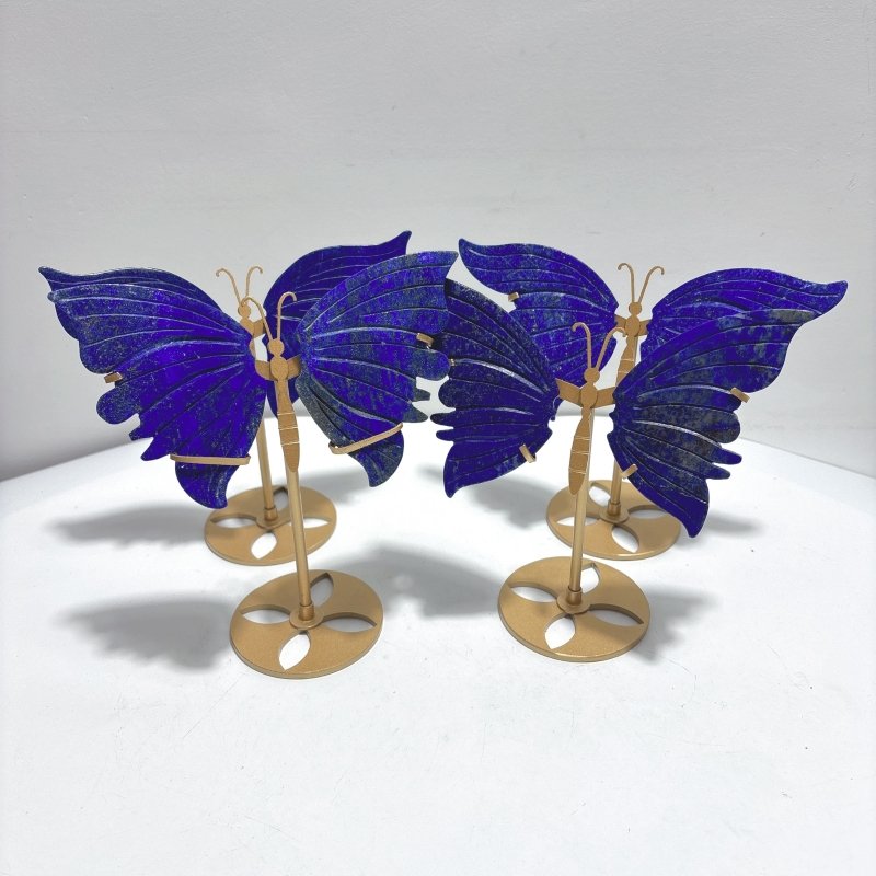 4 Pairs Small Lapis Lazuli Butterfly Wing Carving With Stand - Wholesale Crystals