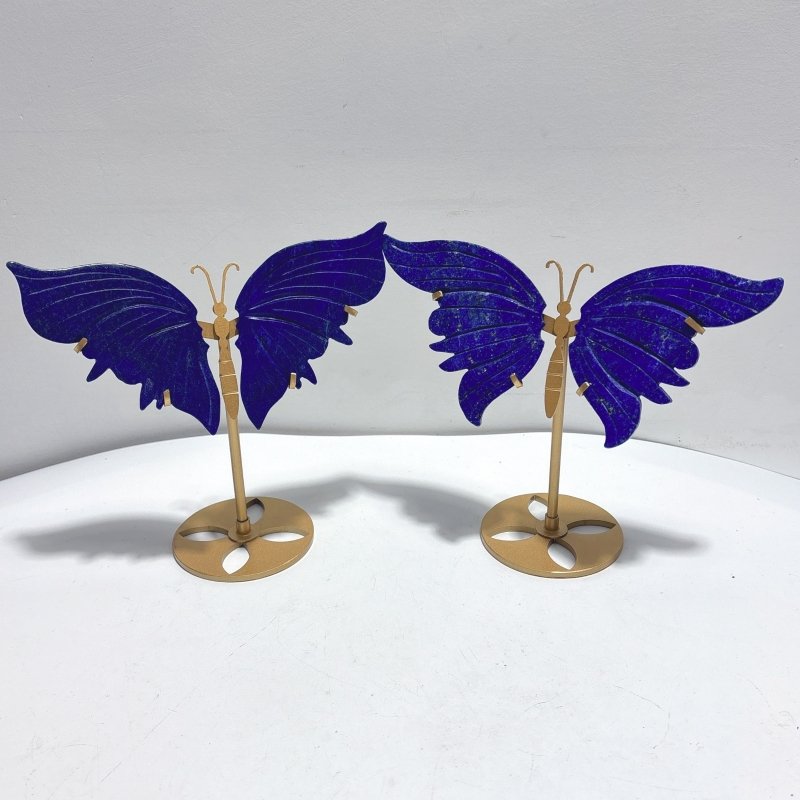 4 Pairs Small Lapis Lazuli Butterfly Wing Carving With Stand - Wholesale Crystals