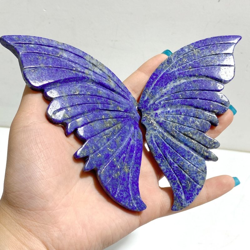 4 Pairs Small Lapis Lazuli Butterfly Wing Carving With Stand - Wholesale Crystals