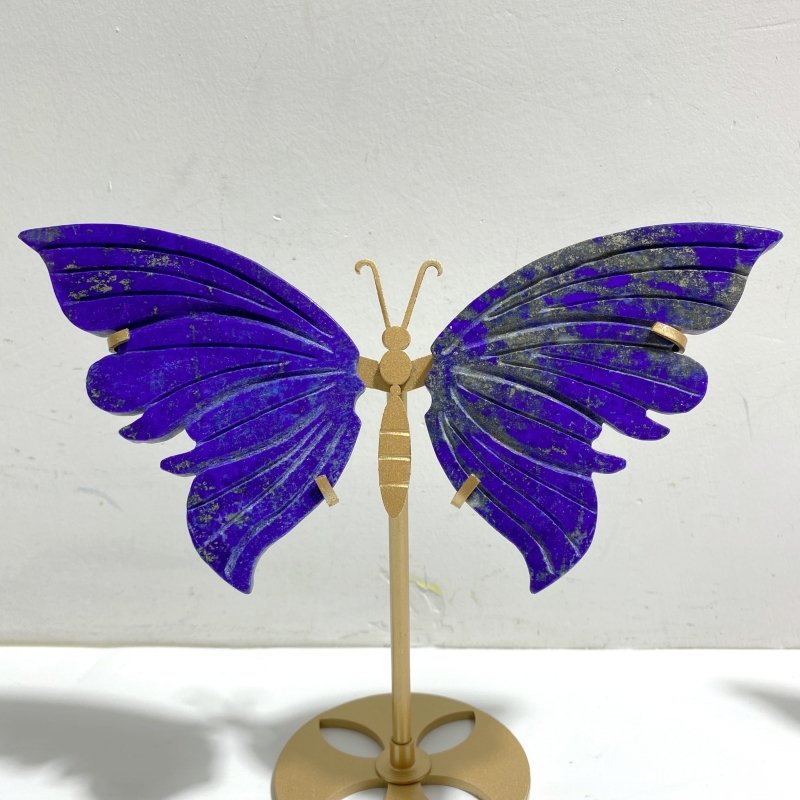 4 Pairs Small Lapis Lazuli Butterfly Wing Carving With Stand - Wholesale Crystals