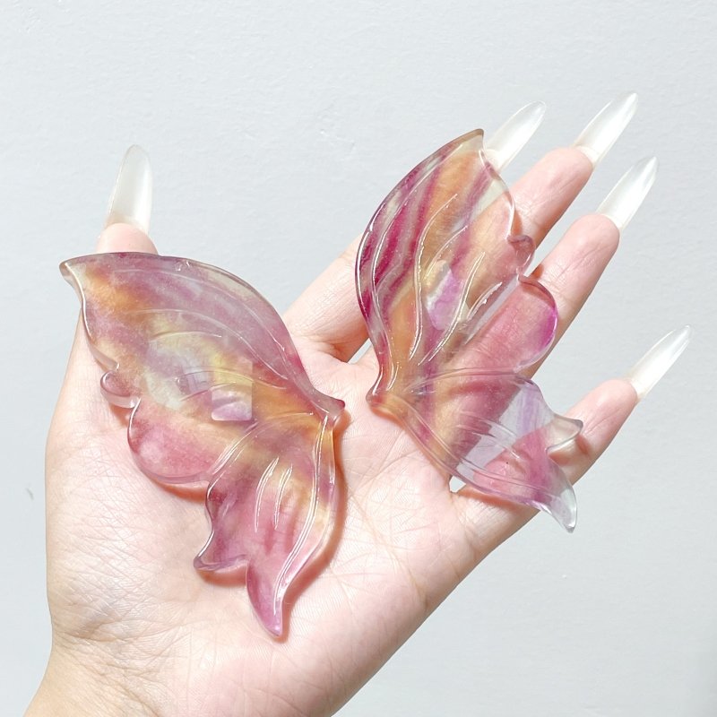 4 Pairs Symmetry Butterfly Wing With Stand Fluorite - Wholesale Crystals