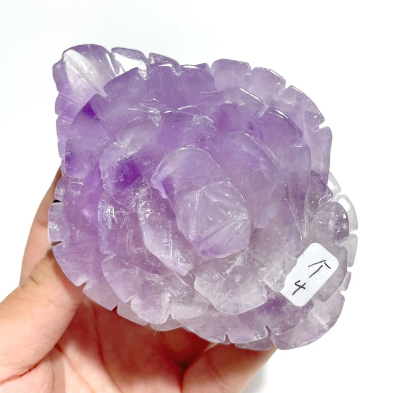 4 Pairs Unique Amethyst Flower Carving With Stand - Wholesale Crystals