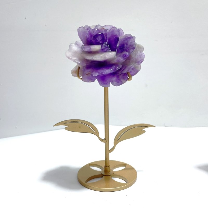 4 Pairs Unique Amethyst Flower Carving With Stand - Wholesale Crystals