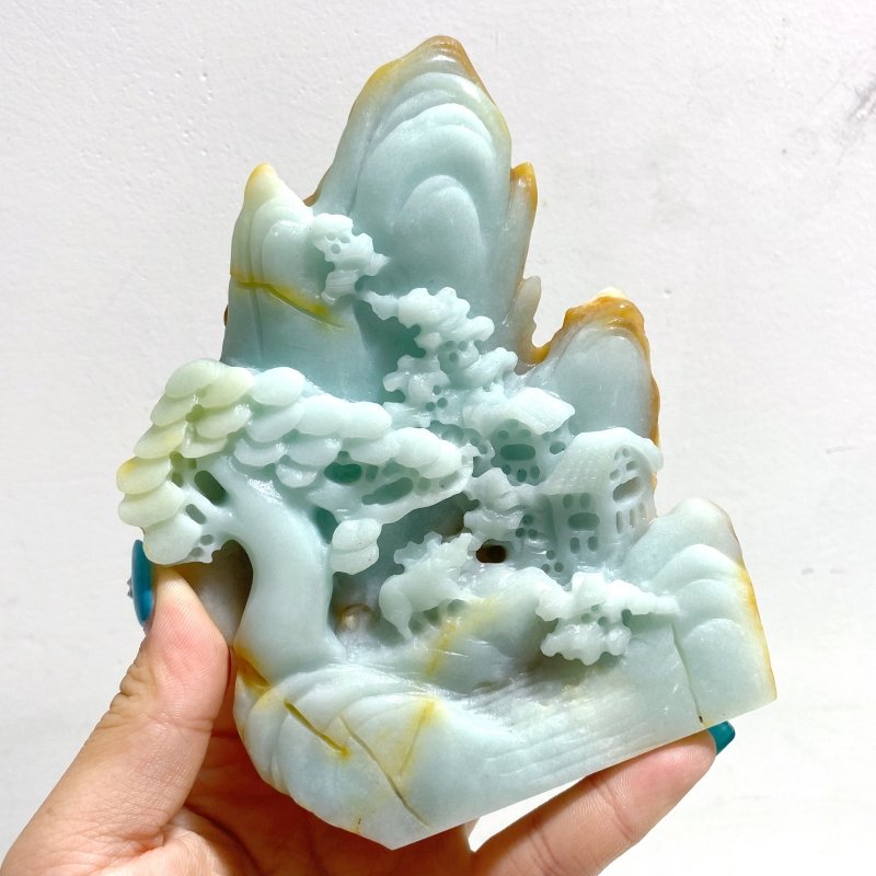 4 Pieces Beautiful Caribbean Calcite Landscape Pavilion Carving 7 - Wholesale Crystals