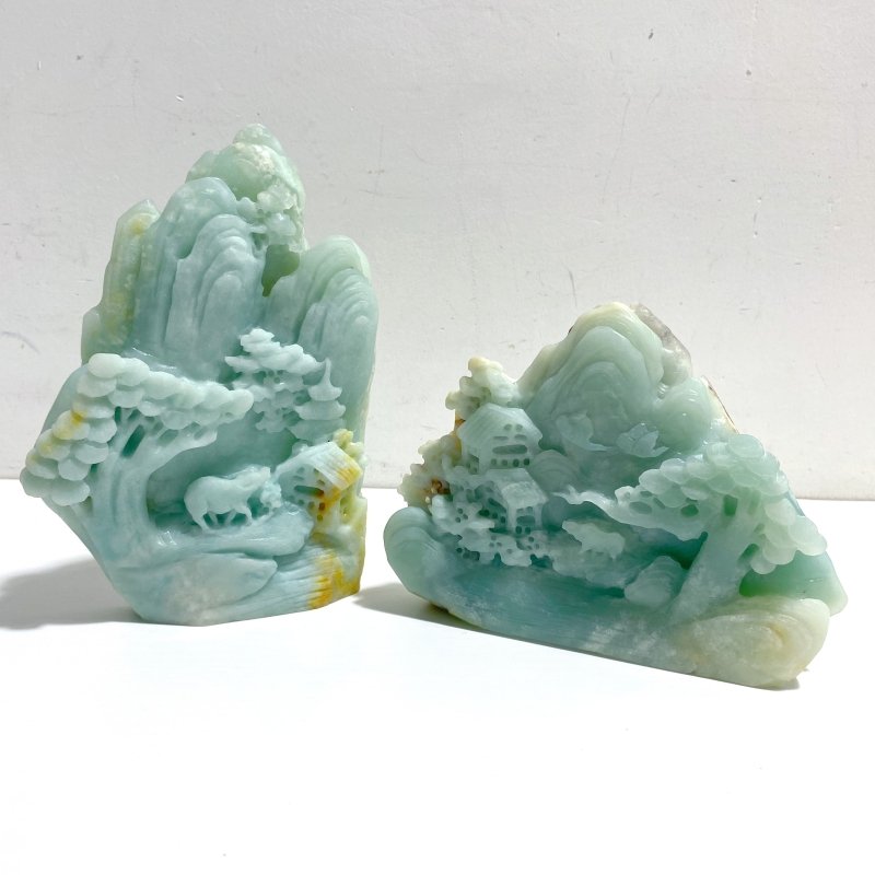 4 Pieces Beautiful Caribbean Calcite Landscape Pavilion Carving 7 - Wholesale Crystals