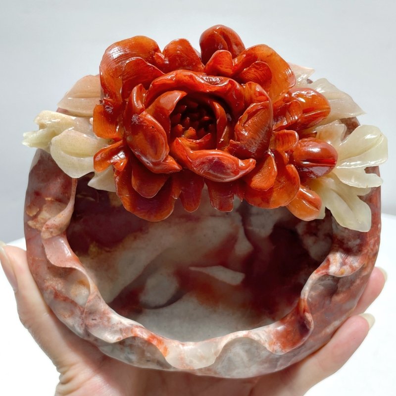4 Pieces Beautiful Colorful Jasper Bowl Hand Carving Home Decor - Wholesale Crystals