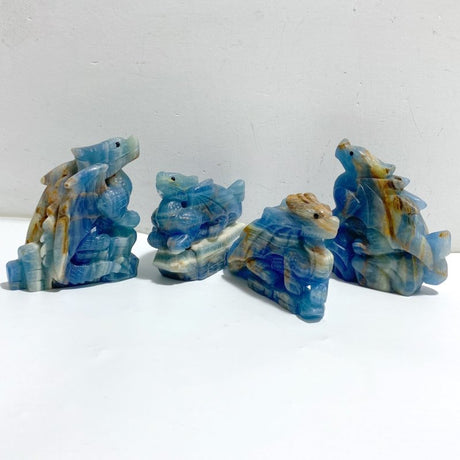 4 Pieces Blue Onyx Flying Dragon Castle Carving -Wholesale Crystals