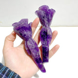 4 Pieces Chevron Amethyst Flower Carving With Stand - Wholesale Crystals