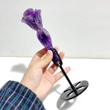 4 Pieces Chevron Amethyst Flower Carving With Stand - Wholesale Crystals