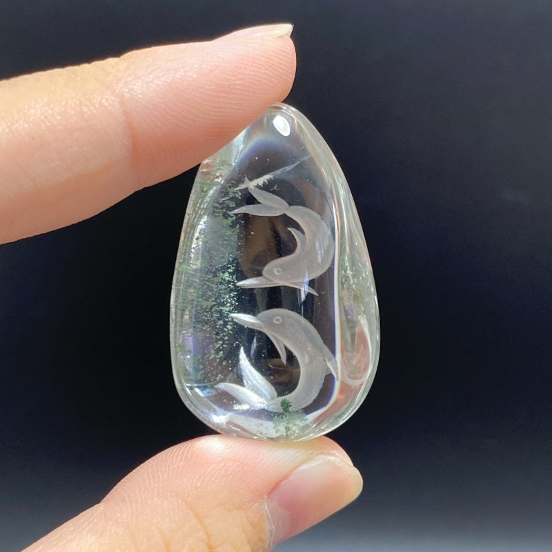 4 Pieces Dolphin Garden Quartz Inner Scene Carving -Wholesale Crystals