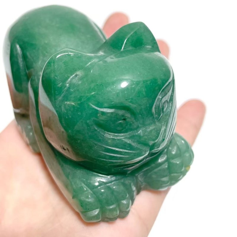 4 Pieces Green Aventurine Cat Carving - Wholesale Crystals